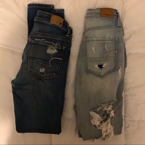 2 pair American Eagle distressed jeans size 4